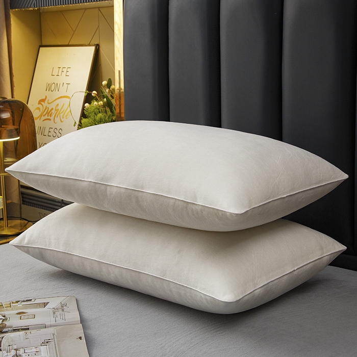 91家纺网 家纺一手货源 找家纺 织布人 2025新款枕芯秋冬季宝宝绒枕芯成人家用护颈助眠枕头学生宿舍枕芯 宝宝绒舒颈枕-米白