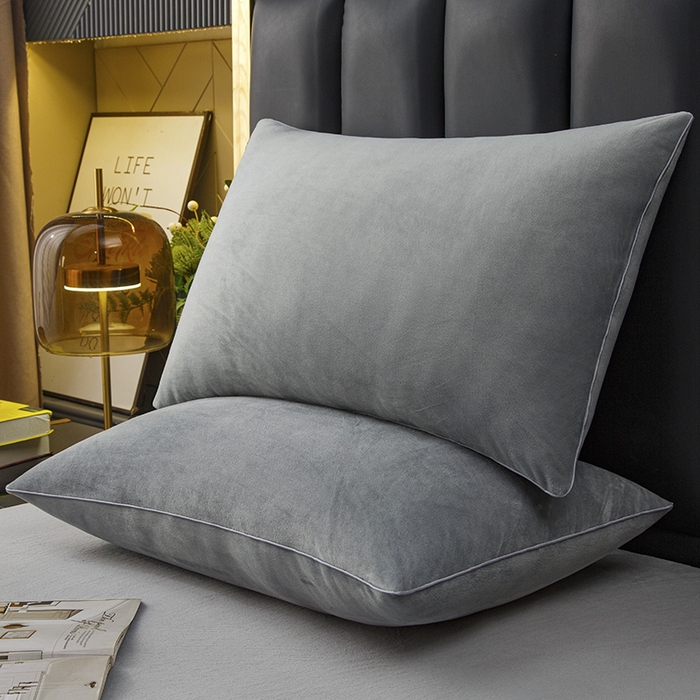 91家纺网 家纺一手货源 找家纺 织布人 2025新款枕芯秋冬季宝宝绒枕芯成人家用护颈助眠枕头学生宿舍枕芯 宝宝绒舒颈枕-灰色