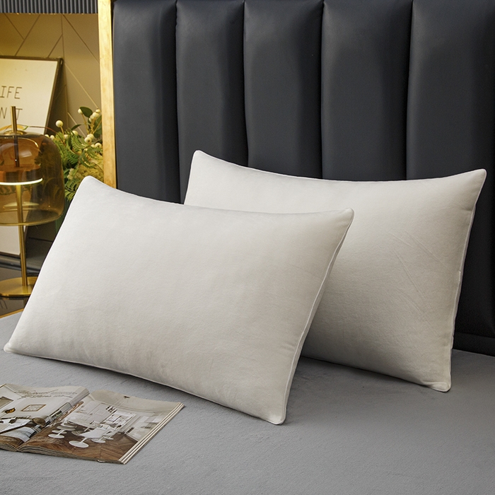 91家纺网 家纺一手货源 找家纺 织布人 2025新款枕芯秋冬季宝宝绒枕芯成人家用护颈助眠枕头学生宿舍枕芯 宝宝绒舒颈枕-米白