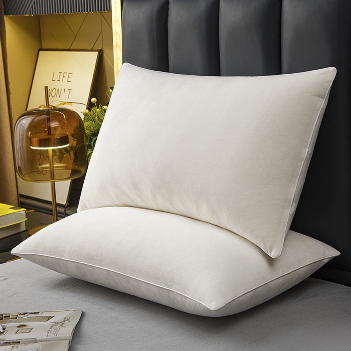 91家纺网 家纺一手货源 找家纺 织布人 2025新款枕芯秋冬季宝宝绒枕芯成人家用护颈助眠枕头学生宿舍枕芯 宝宝绒舒颈枕-米白