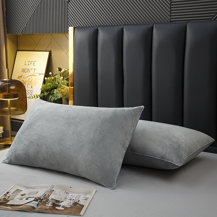 91家纺网 家纺一手货源 找家纺 织布人 2025新款枕芯秋冬季宝宝绒枕芯成人家用护颈助眠枕头学生宿舍枕芯 宝宝绒舒颈枕-灰色