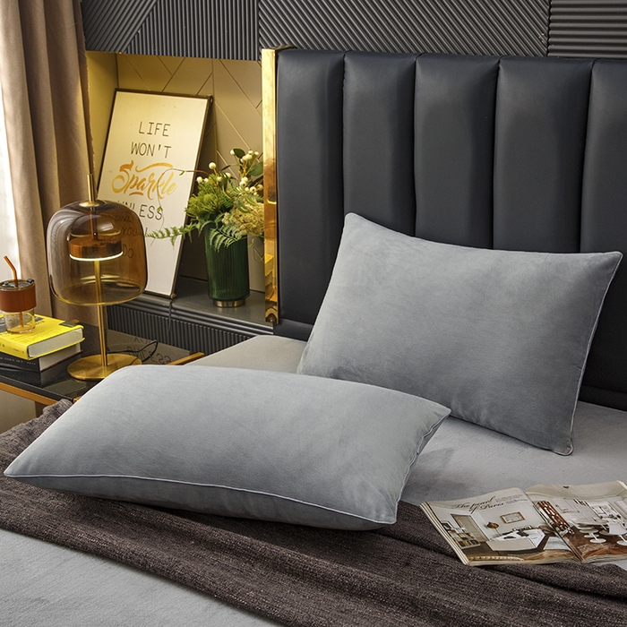 91家纺网 家纺一手货源 找家纺 织布人 2025新款枕芯秋冬季宝宝绒枕芯成人家用护颈助眠枕头学生宿舍枕芯 宝宝绒舒颈枕-灰色