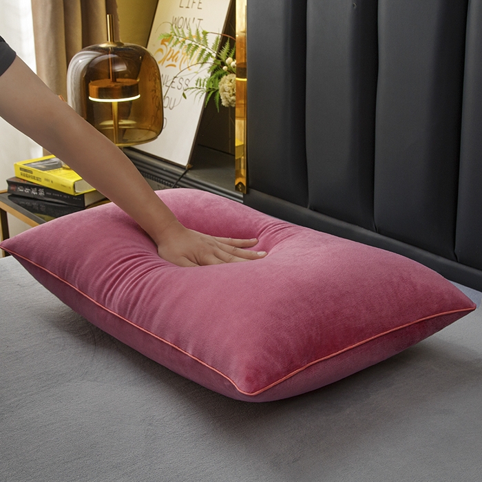 91家纺网 家纺一手货源 找家纺 织布人 2025新款枕芯秋冬季宝宝绒枕芯成人家用护颈助眠枕头学生宿舍枕芯 宝宝绒舒颈枕-豆沙