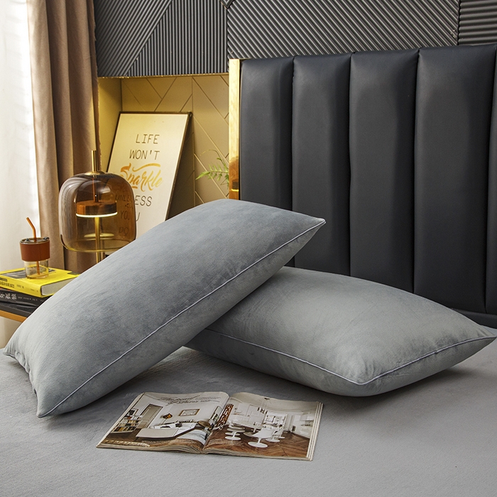 91家纺网 家纺一手货源 找家纺 织布人 2025新款枕芯秋冬季宝宝绒枕芯成人家用护颈助眠枕头学生宿舍枕芯 宝宝绒舒颈枕-灰色