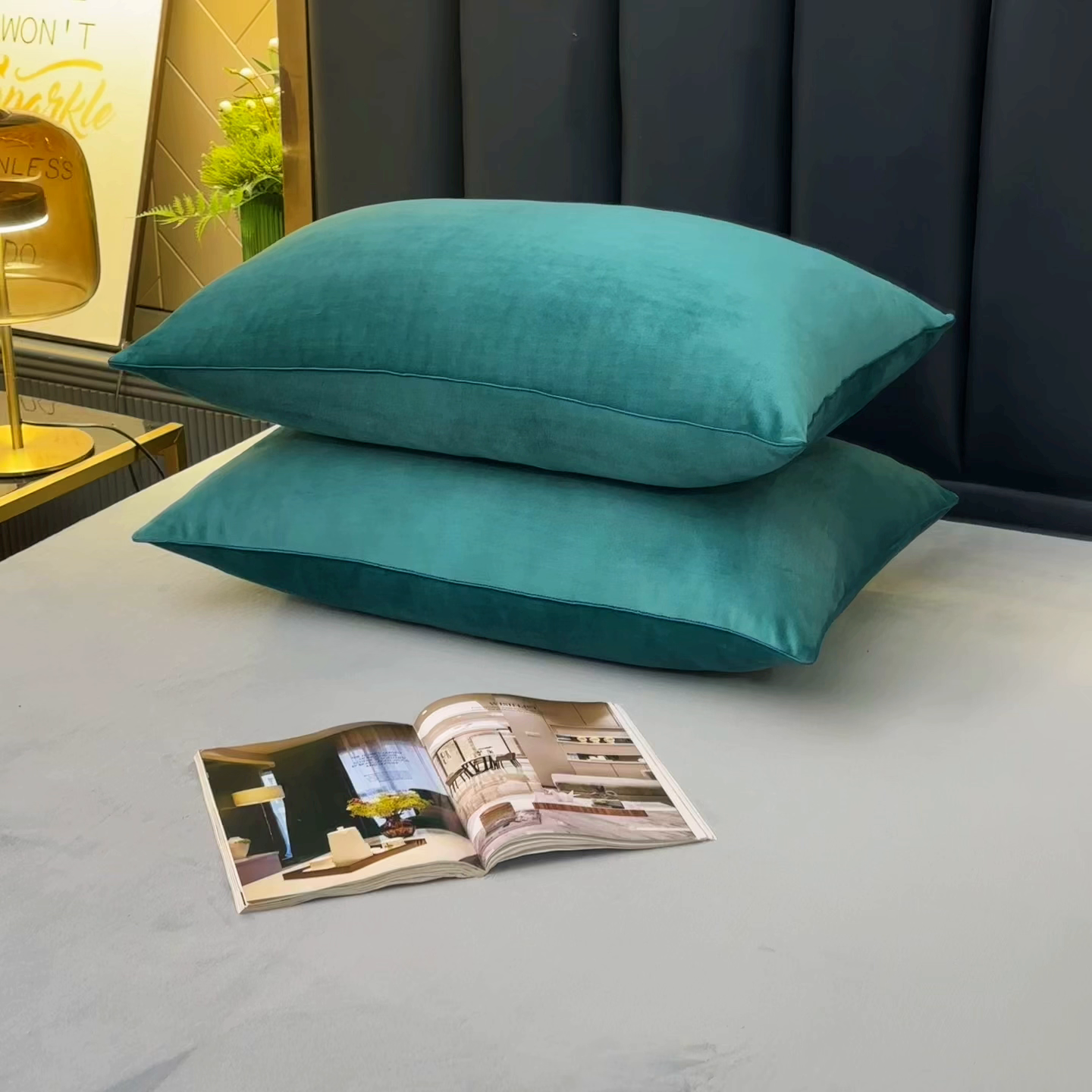 91家纺网 家纺一手货源 找家纺 织布人 2025新款枕芯秋冬季宝宝绒枕芯成人家用护颈助眠枕头学生宿舍枕芯 宝宝绒舒颈枕-宝兰