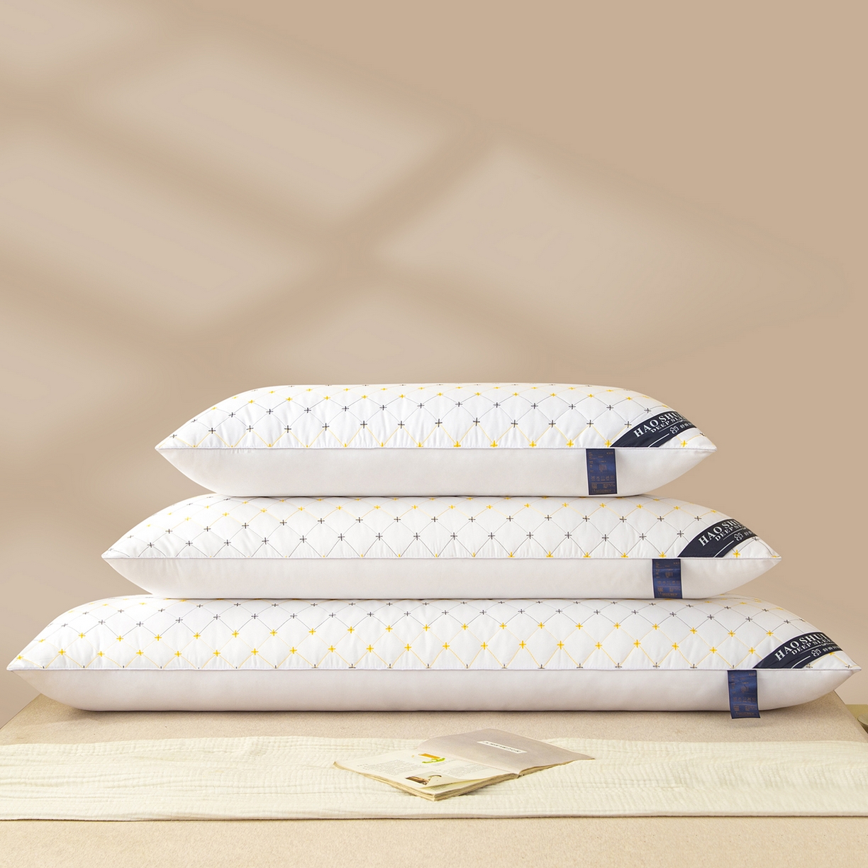 （总）织布人 2025新款枕芯绗绣十字星双人枕头亲子枕酒店情侣家用护颈长枕芯