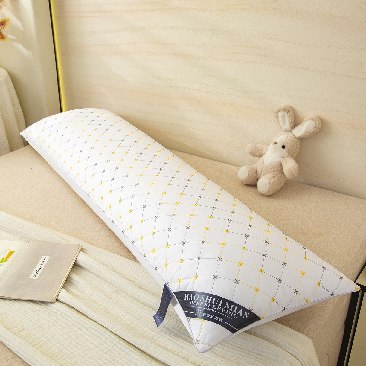 91家纺网 家纺一手货源 找家纺 （总）织布人 2025新款枕芯绗绣十字星双人枕头亲子枕酒店情侣家用护颈长枕芯