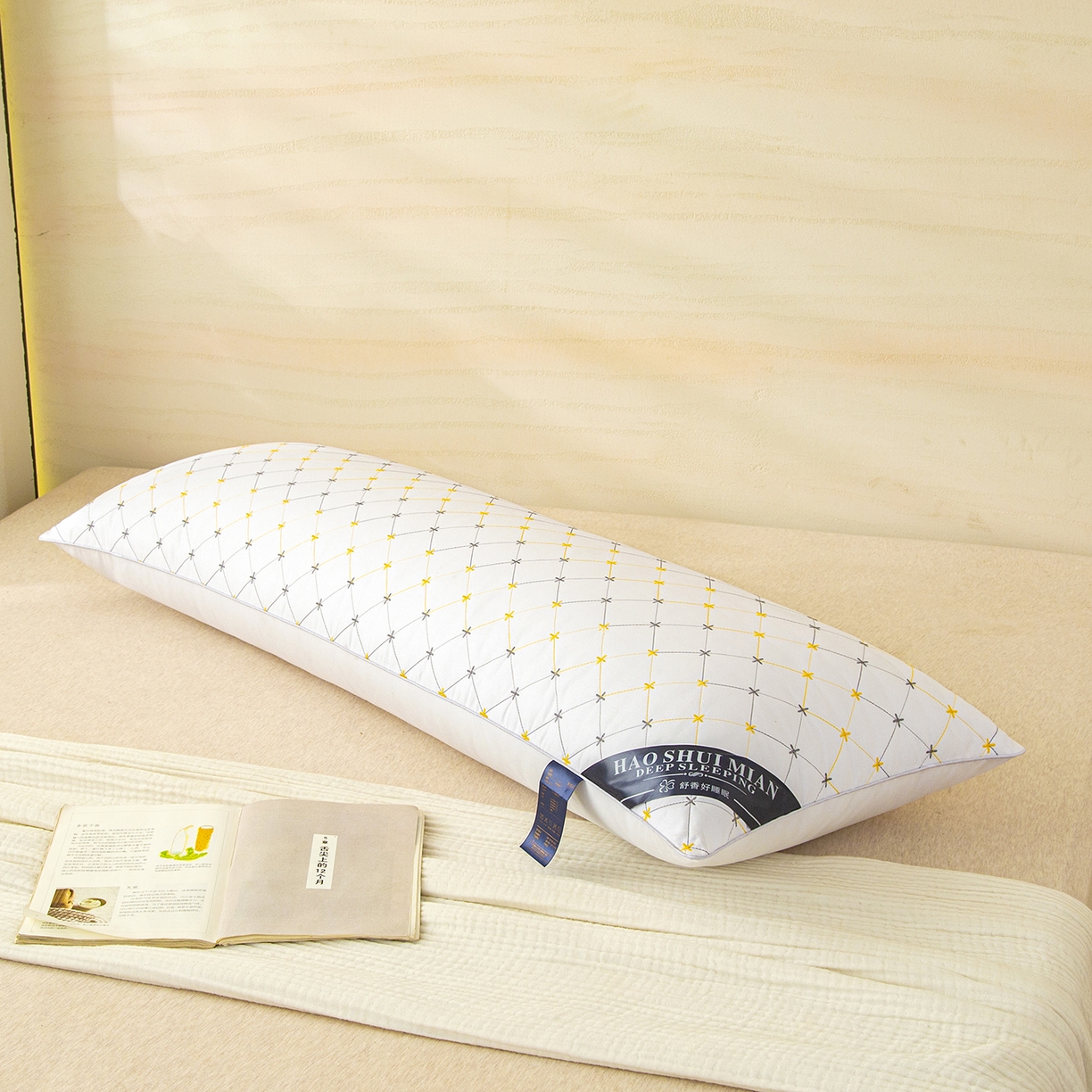 91家纺网 家纺一手货源 找家纺 （总）织布人 2025新款枕芯绗绣十字星双人枕头亲子枕酒店情侣家用护颈长枕芯