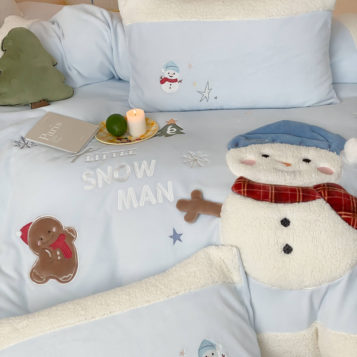 91家纺网 家纺一手货源 找家纺 （总）星野 2025新款高克重牛奶绒贴布绣三羊羔拼接四件套-学宝