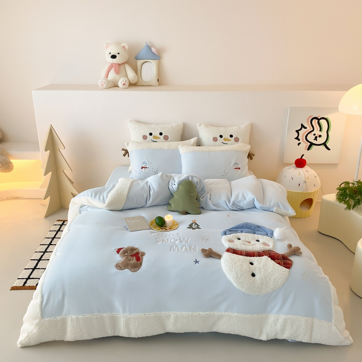 （总）星野 2025新款高克重牛奶绒贴布绣三羊羔拼接四件套-学宝