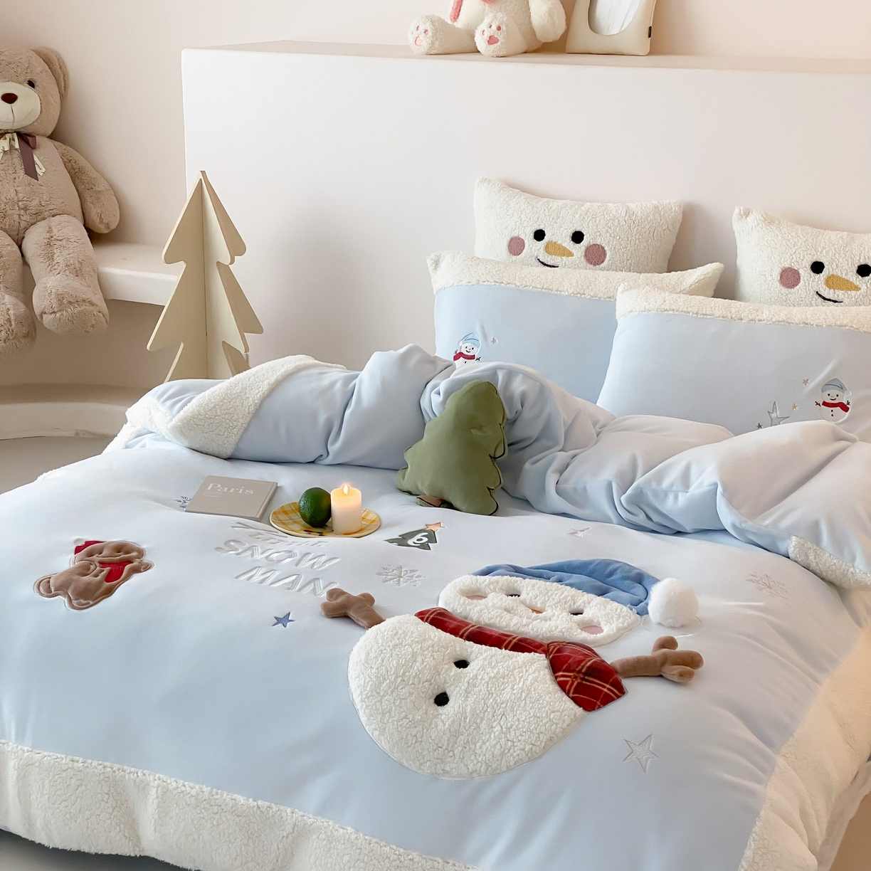 91家纺网 家纺一手货源 找家纺 （总）星野 2025新款高克重牛奶绒贴布绣三羊羔拼接四件套-学宝