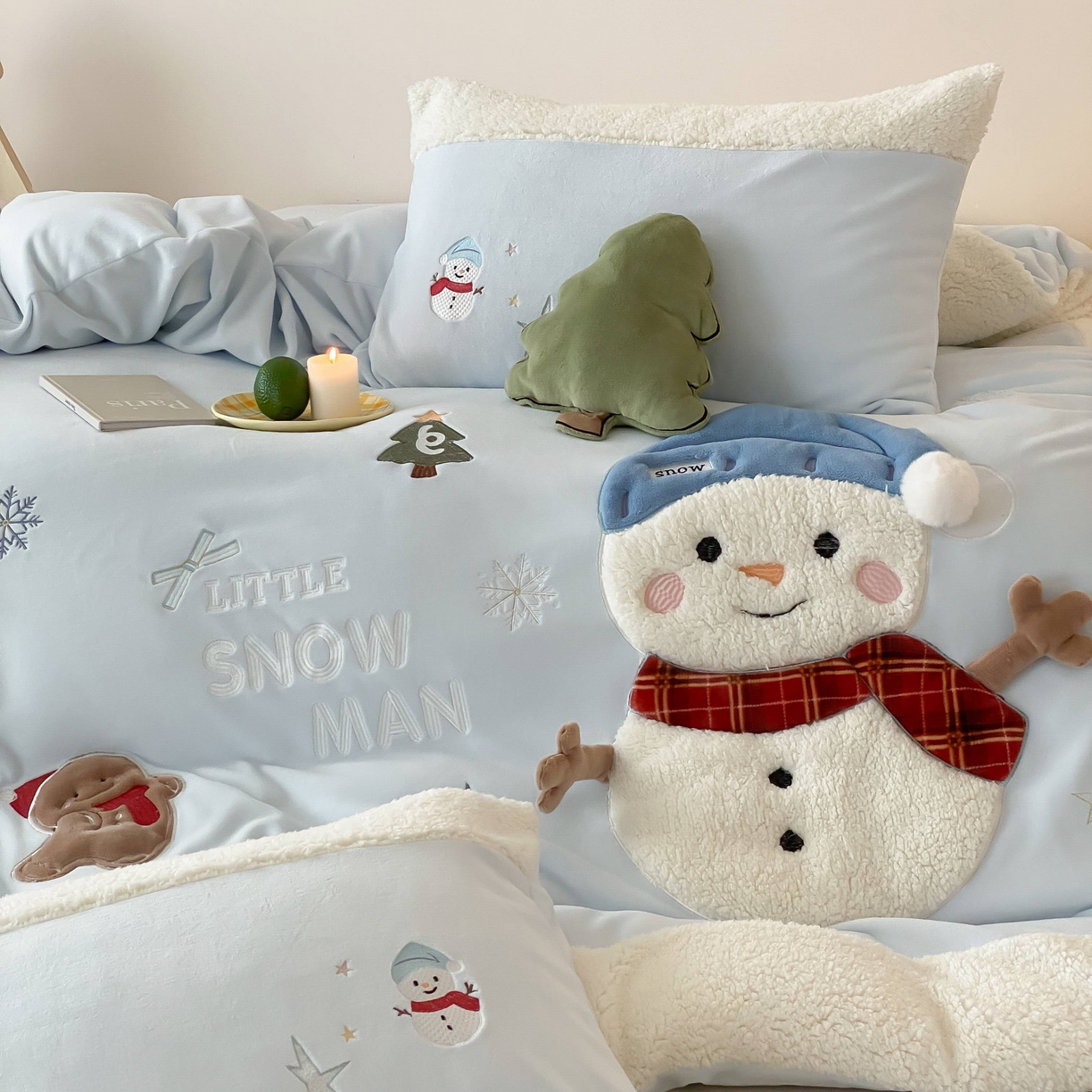 91家纺网 家纺一手货源 找家纺 （总）星野 2025新款高克重牛奶绒贴布绣三羊羔拼接四件套-学宝