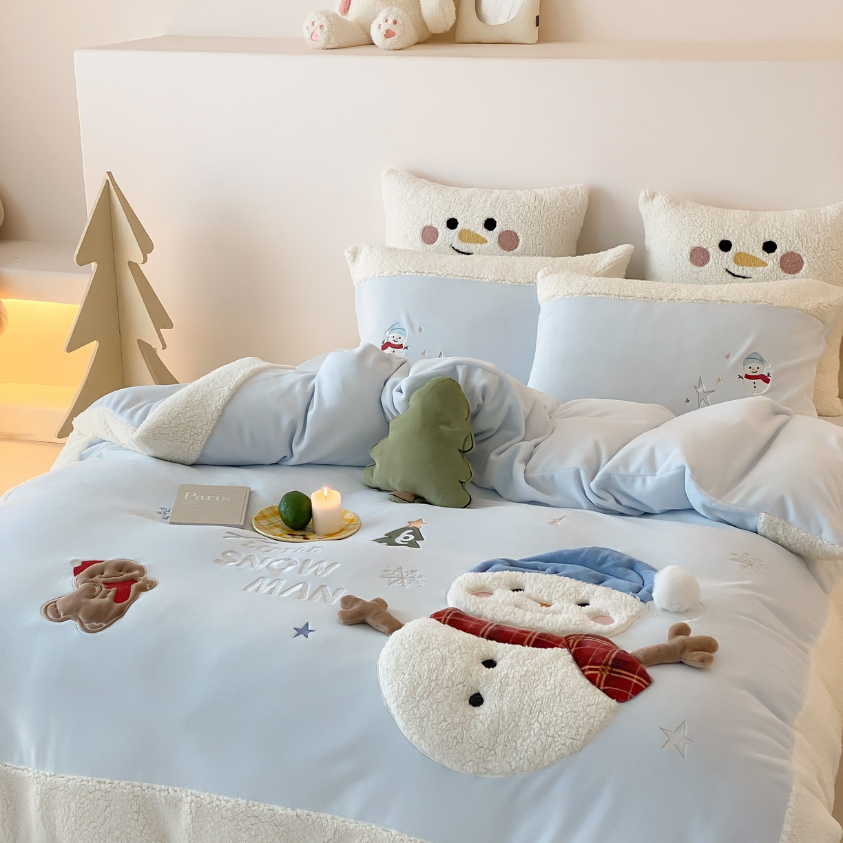 91家纺网 家纺一手货源 找家纺 （总）星野 2025新款高克重牛奶绒贴布绣三羊羔拼接四件套-学宝