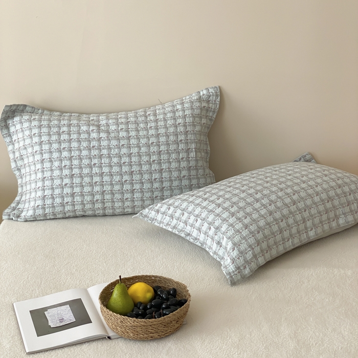 91家纺网 家纺一手货源 找家纺 麻依 2025新款安心棉枕套四层纱布枕套 伊慕