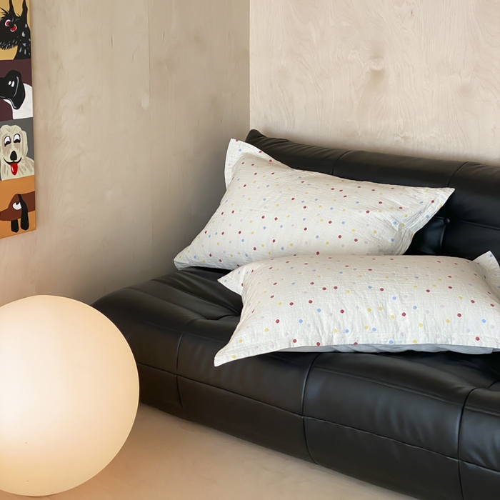 91家纺网 家纺一手货源 找家纺 麻依 2025新款安心棉枕套四层纱布枕套 彩虹点点