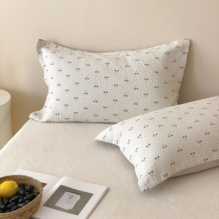 麻依 2025新款安心棉枕套四层纱布枕套 韩系小樱桃