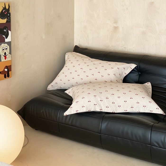 91家纺网 家纺一手货源 找家纺 麻依 2025新款安心棉枕套四层纱布枕套 樱桃红了