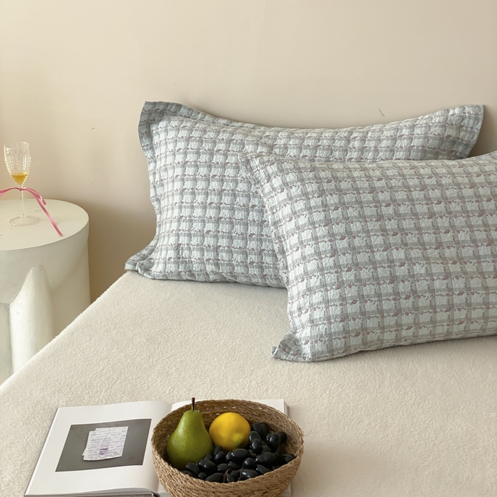 91家纺网 家纺一手货源 找家纺 麻依 2025新款安心棉枕套四层纱布枕套 伊慕