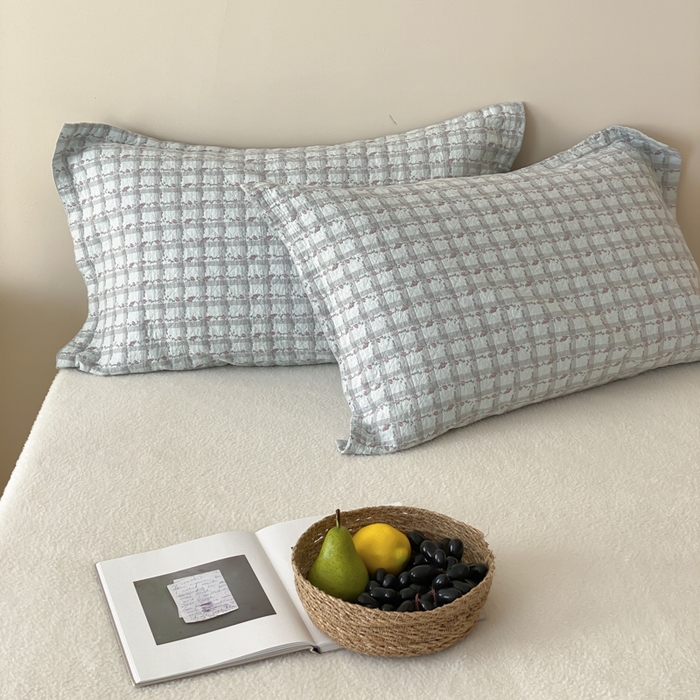 91家纺网 家纺一手货源 找家纺 麻依 2025新款安心棉枕套四层纱布枕套 伊慕