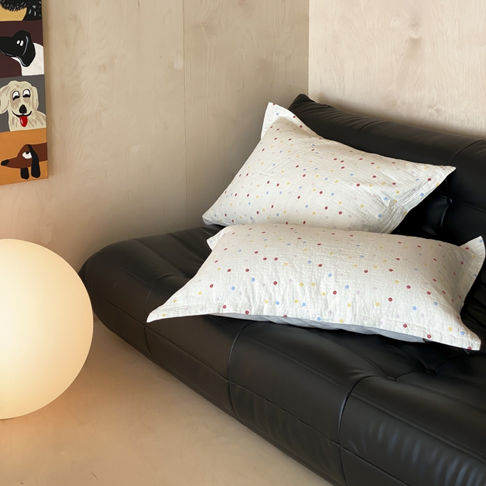 91家纺网 家纺一手货源 找家纺 麻依 2025新款安心棉枕套四层纱布枕套 彩虹点点