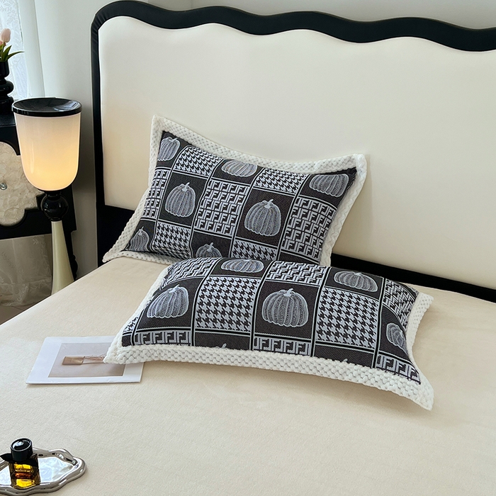 91家纺网 家纺一手货源 找家纺 yyds网供 2025新款棉加绒四件套多功能盖毯被套牛奶绒四件套床单款-南瓜 墨韵南瓜