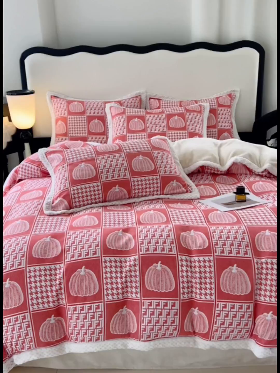 91家纺网 家纺一手货源 找家纺 （总）yyds网供 2025新款棉加绒四件套多功能盖毯被套牛奶绒四件套床单款-南瓜