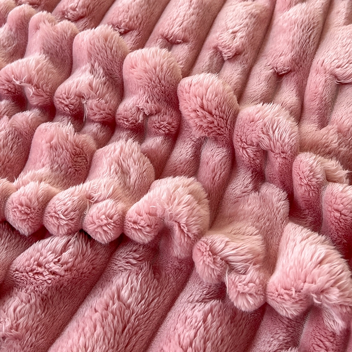 91家纺网 家纺一手货源 找家纺 yyds网供 2025新款超柔仿裘皮兔绒竹节绒毛毯高克重盖毯沙发毯冬季多功能绒毯子 竹节绒-豆沙粉