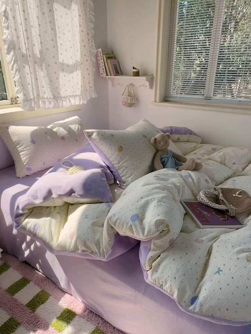 91家纺网 家纺一手货源 找家纺 （总）多品家纺 2025新款云感双层纱高克重牛奶绒四件套