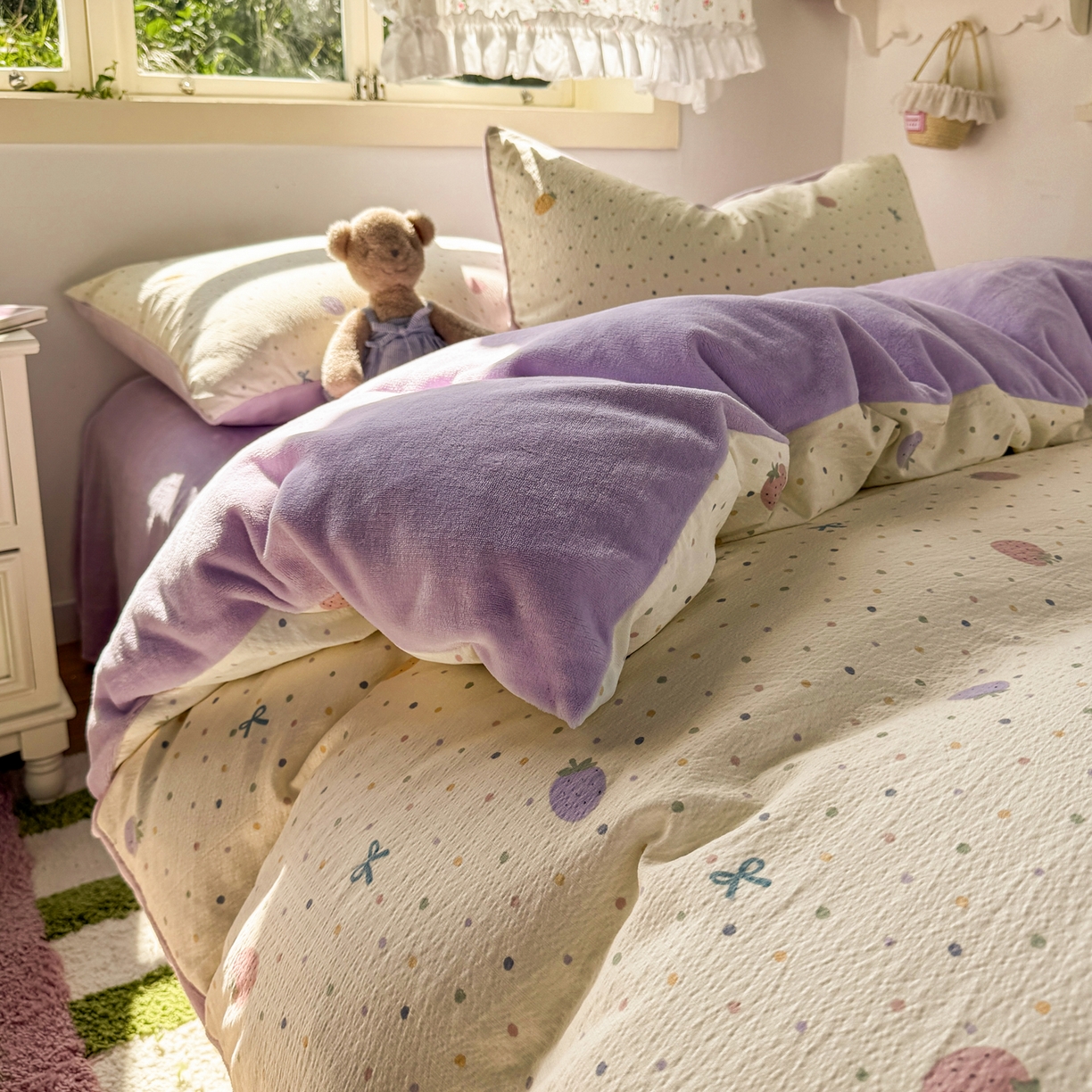 91家纺网 家纺一手货源 找家纺 （总）多品家纺 2025新款云感双层纱高克重牛奶绒四件套