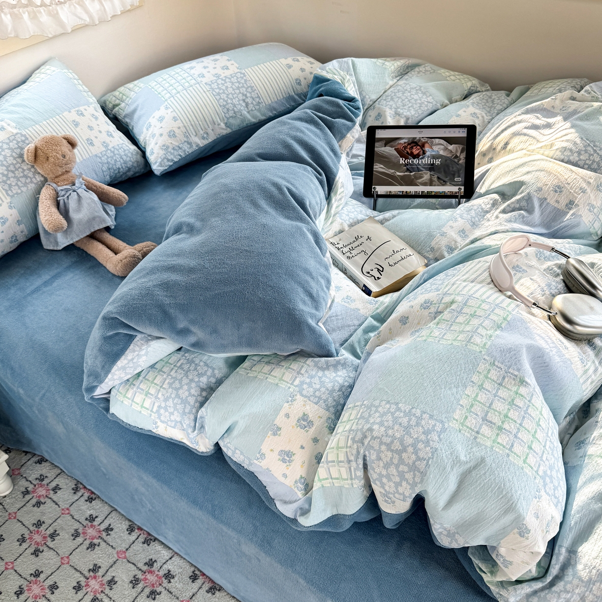 91家纺网 家纺一手货源 找家纺 （总）多品家纺 2025新款云感双层纱高克重牛奶绒四件套