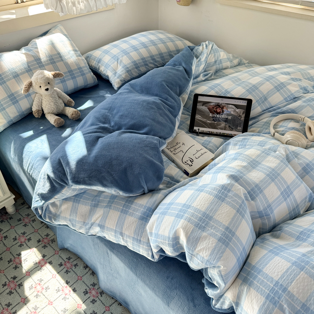 91家纺网 家纺一手货源 找家纺 （总）多品家纺 2025新款云感双层纱高克重牛奶绒四件套