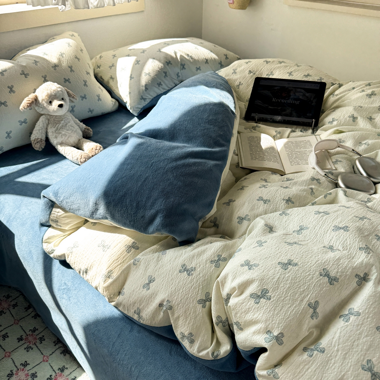 91家纺网 家纺一手货源 找家纺 （总）多品家纺 2025新款云感双层纱高克重牛奶绒四件套