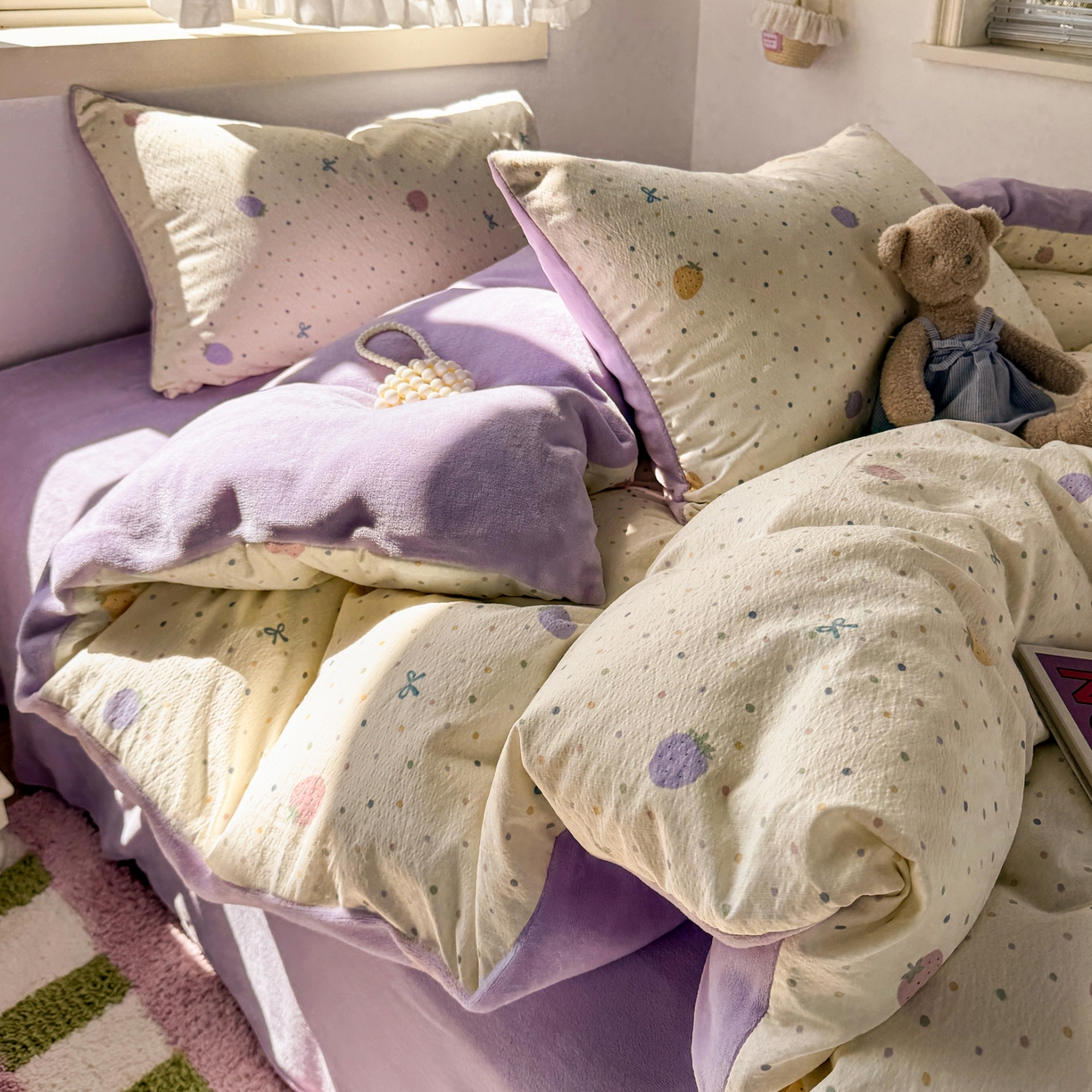 91家纺网 家纺一手货源 找家纺 （总）多品家纺 2025新款云感双层纱高克重牛奶绒单被套