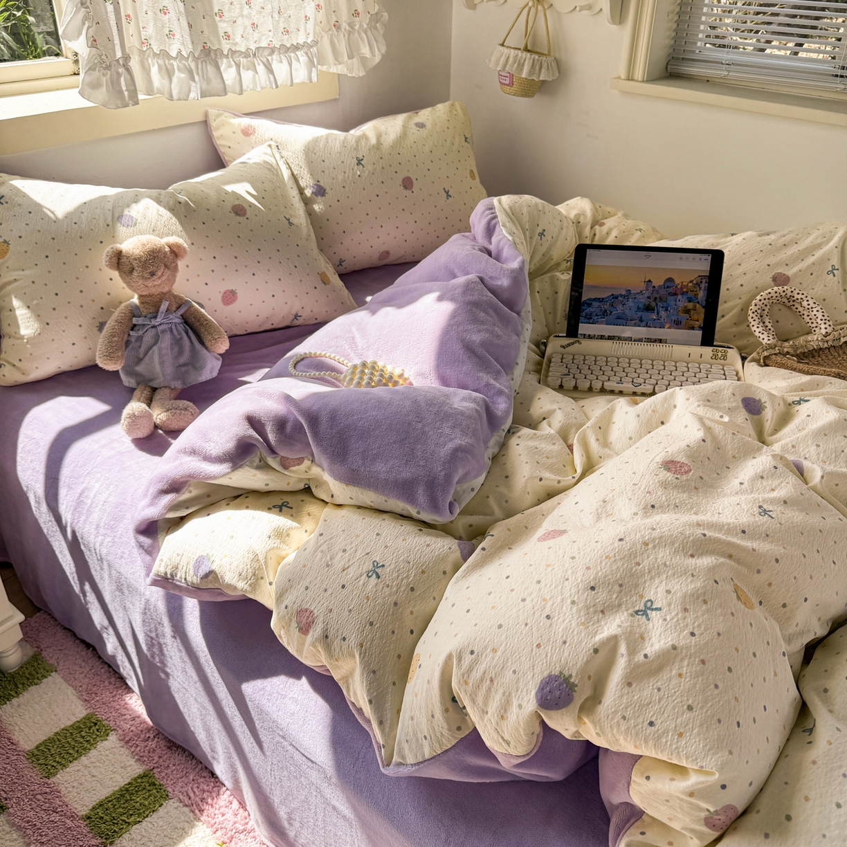 91家纺网 家纺一手货源 找家纺 （总）多品家纺 2025新款云感双层纱高克重牛奶绒单被套