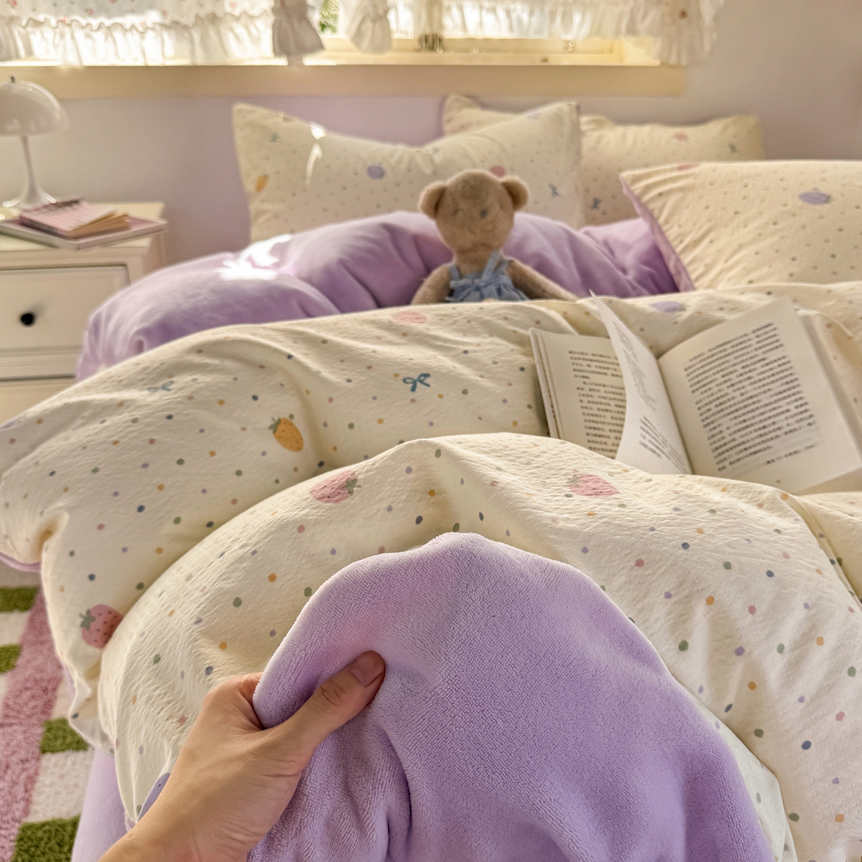 91家纺网 家纺一手货源 找家纺 （总）多品家纺 2025新款云感双层纱高克重牛奶绒单被套