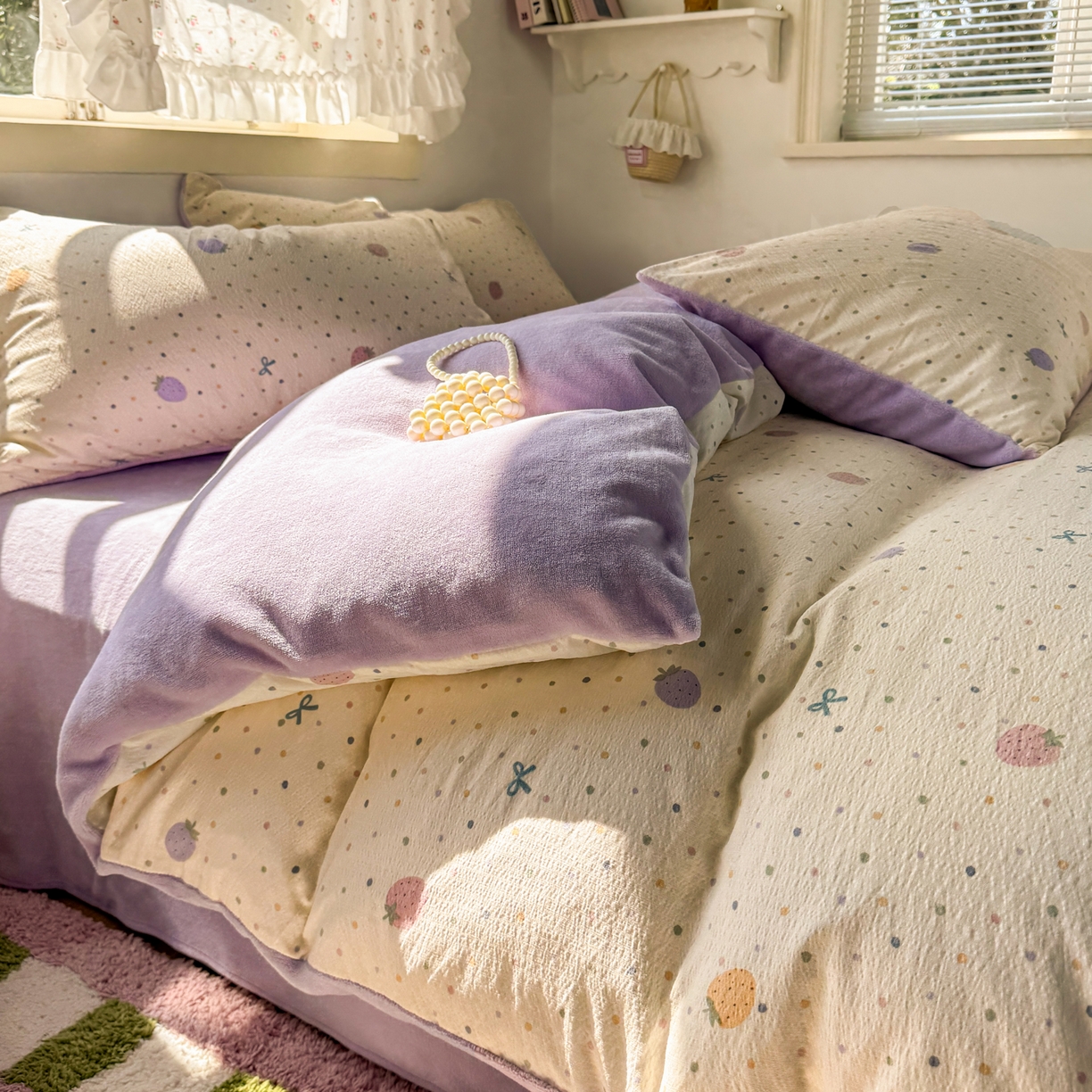 91家纺网 家纺一手货源 找家纺 （总）多品家纺 2025新款云感双层纱高克重牛奶绒单被套