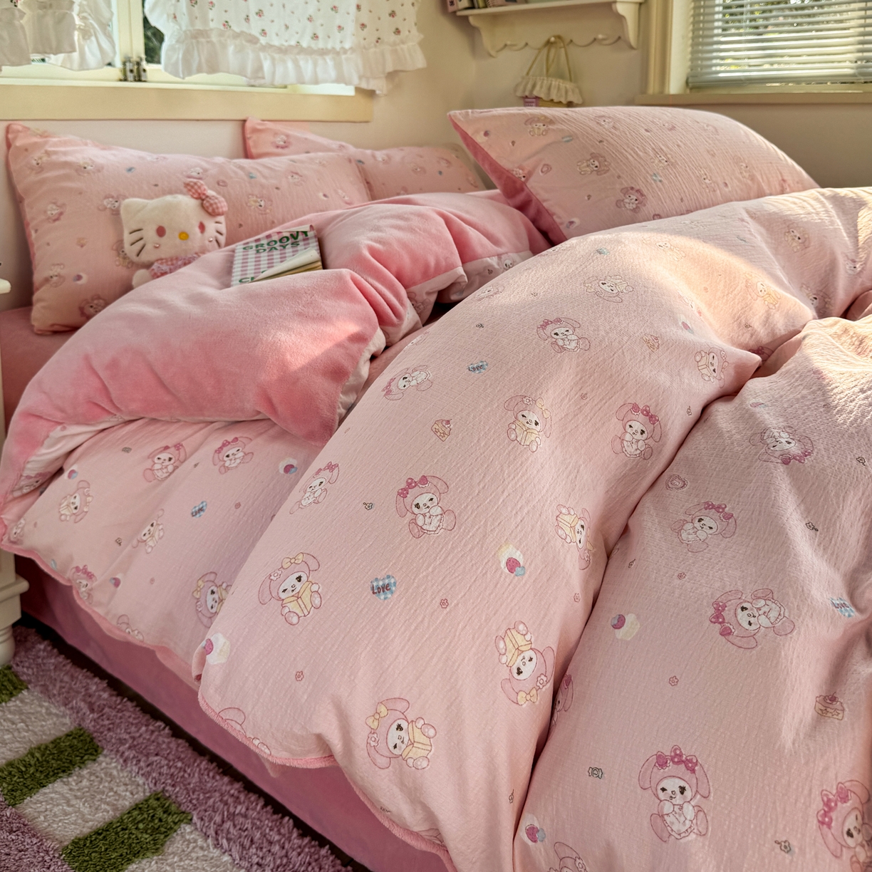 91家纺网 家纺一手货源 找家纺 （总）多品家纺 2025新款云感双层纱高克重牛奶绒单被套