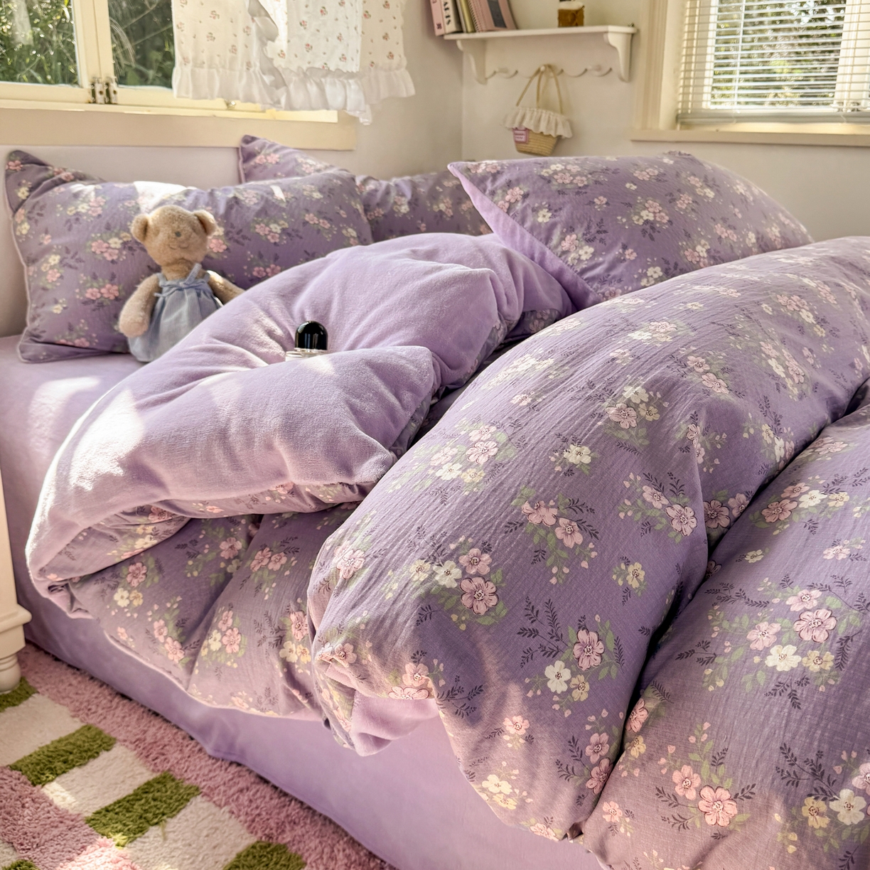 多品家纺 2025新款云感双层纱高克重牛奶绒单被套 黛西紫