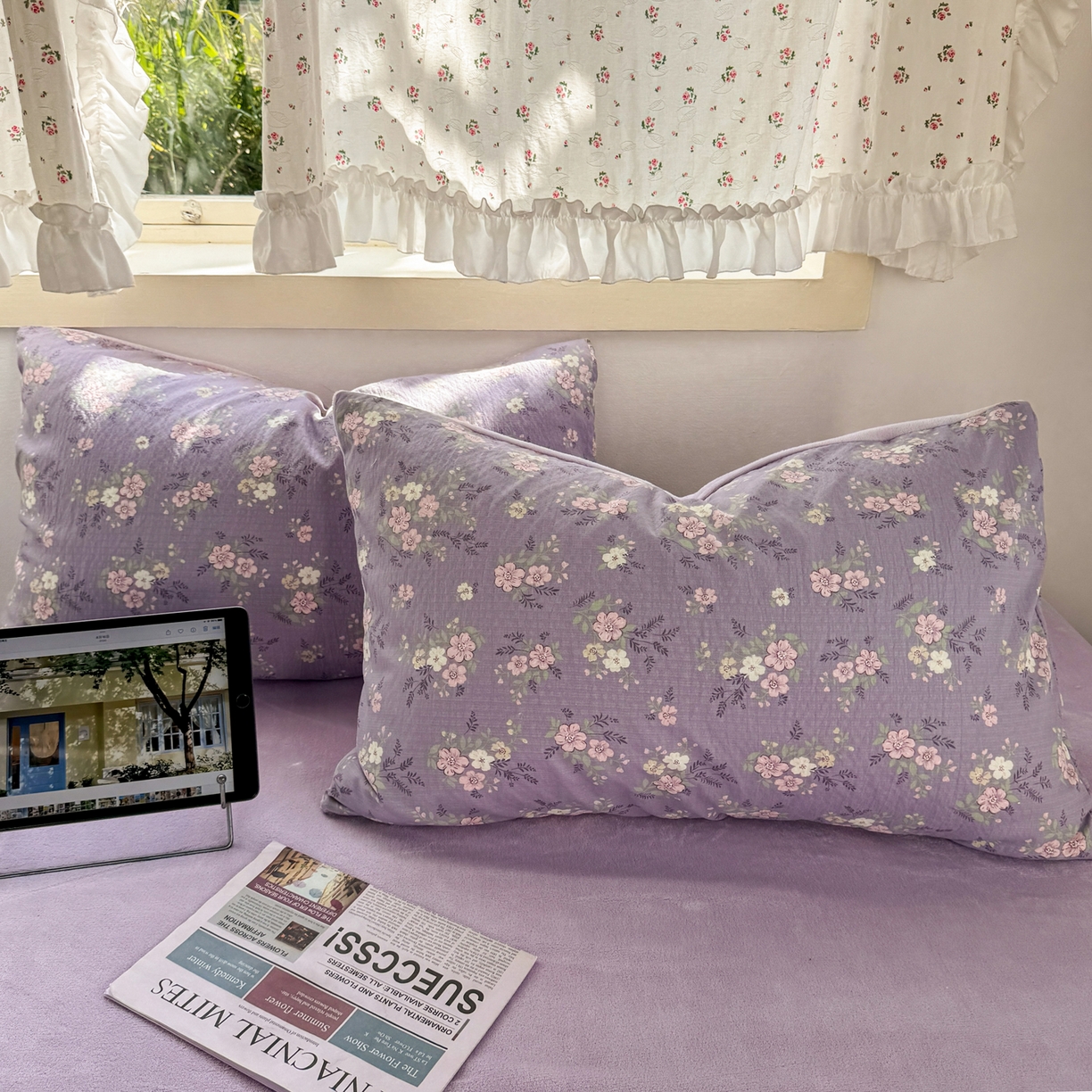 91家纺网 家纺一手货源 找家纺 多品家纺 2025新款云感双层纱高克重牛奶绒单被套 黛西紫