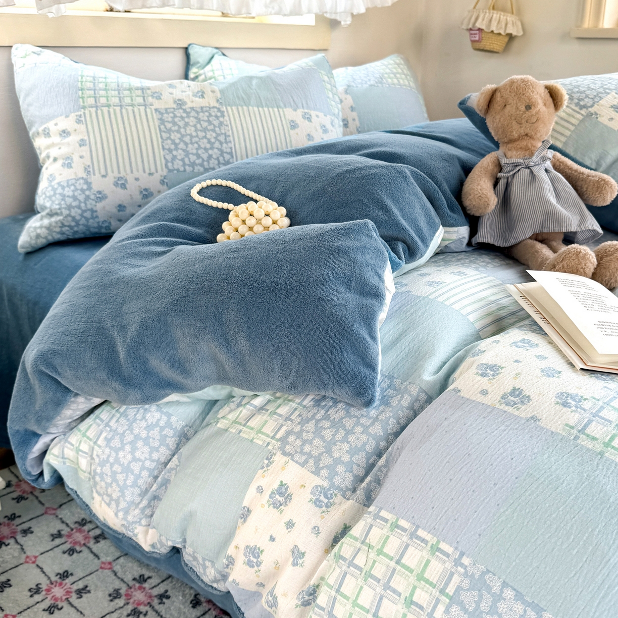 91家纺网 家纺一手货源 找家纺 多品家纺 2025新款云感双层纱高克重牛奶绒单被套 空谷兰香