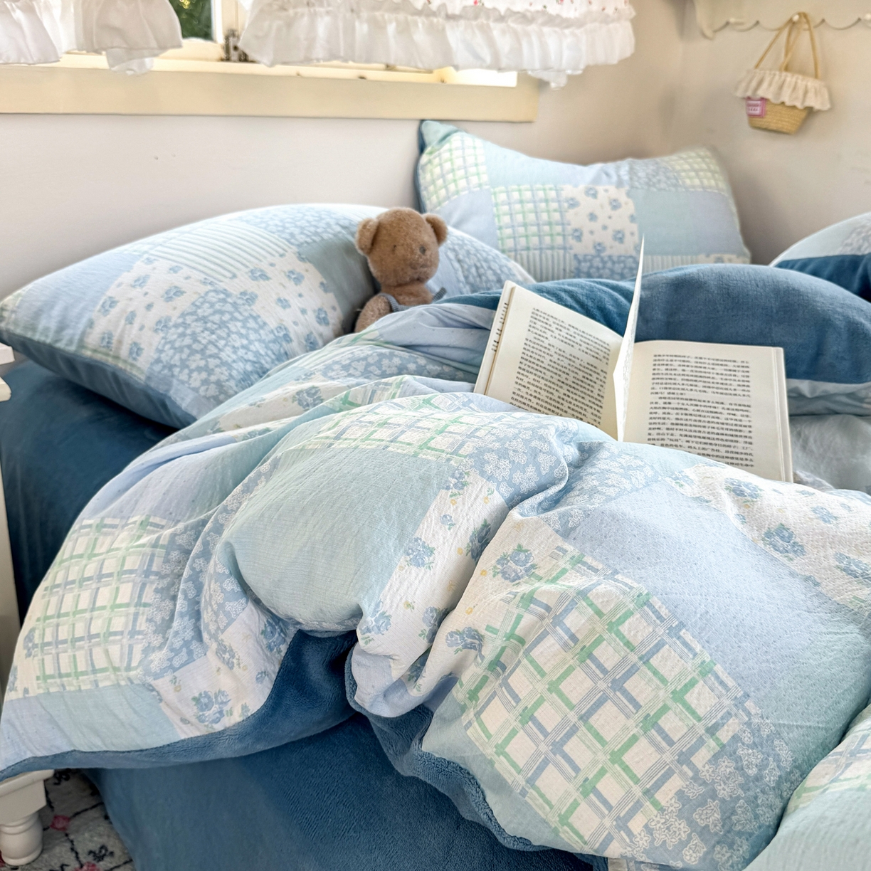 91家纺网 家纺一手货源 找家纺 多品家纺 2025新款云感双层纱高克重牛奶绒单被套 空谷兰香