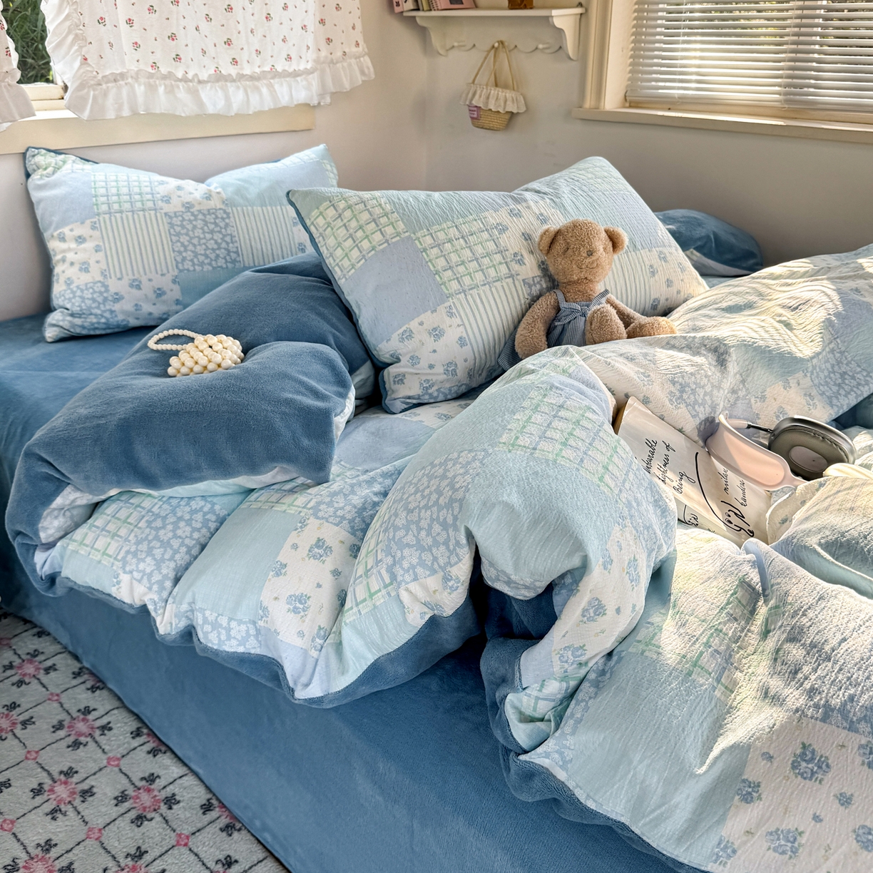 91家纺网 家纺一手货源 找家纺 多品家纺 2025新款云感双层纱高克重牛奶绒单被套 空谷兰香