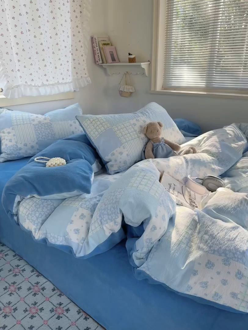 91家纺网 家纺一手货源 找家纺 多品家纺 2025新款云感双层纱高克重牛奶绒单被套 空谷兰香