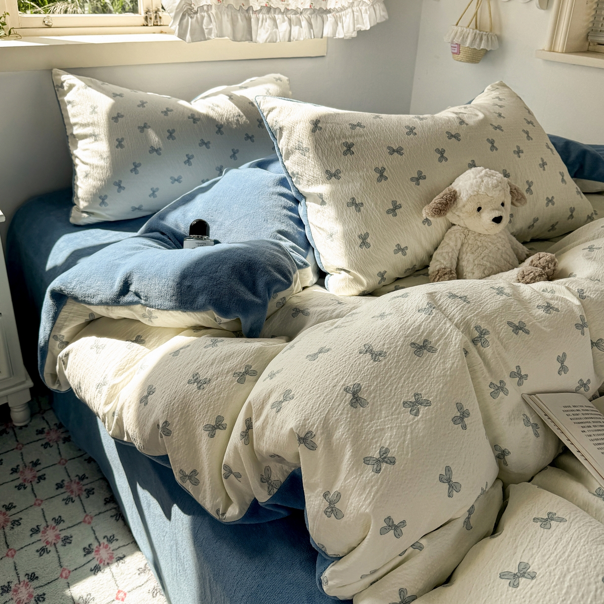 91家纺网 家纺一手货源 找家纺 多品家纺 2025新款云感双层纱高克重牛奶绒单被套 木兰蝶