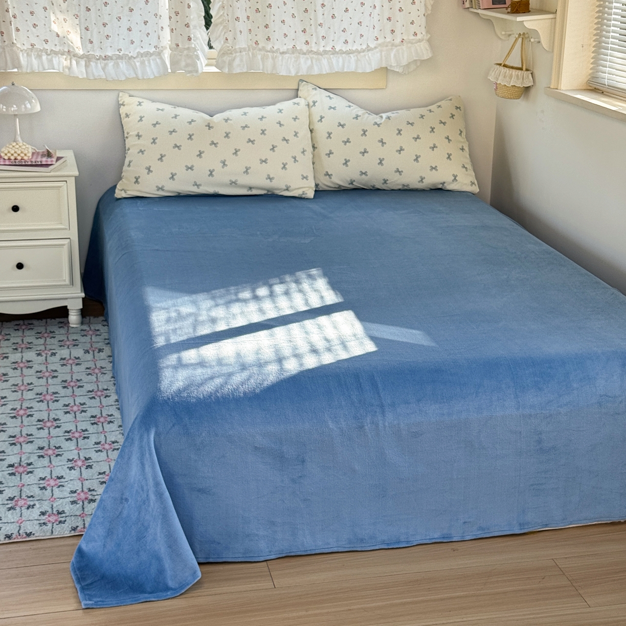 91家纺网 家纺一手货源 找家纺 多品家纺 2025新款云感双层纱高克重牛奶绒单被套 木兰蝶