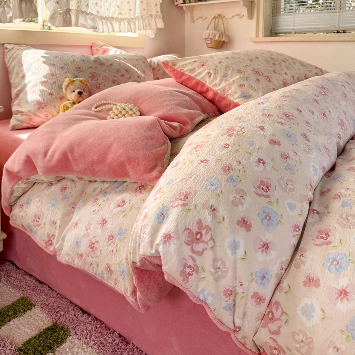 多品家纺 2025新款云感双层纱高克重牛奶绒单被套 七里花香