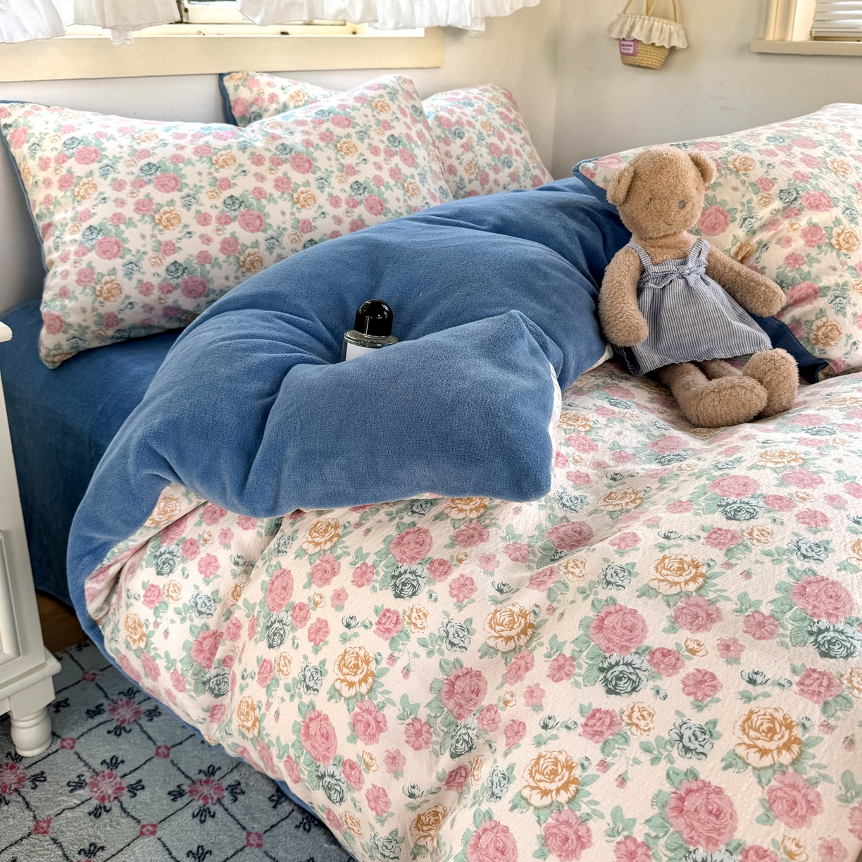 91家纺网 家纺一手货源 找家纺 多品家纺 2025新款云感双层纱高克重牛奶绒单被套 十里春风