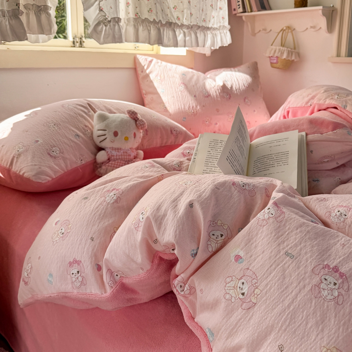 91家纺网 家纺一手货源 找家纺 多品家纺 2025新款云感双层纱高克重牛奶绒单被套 珍妮公主