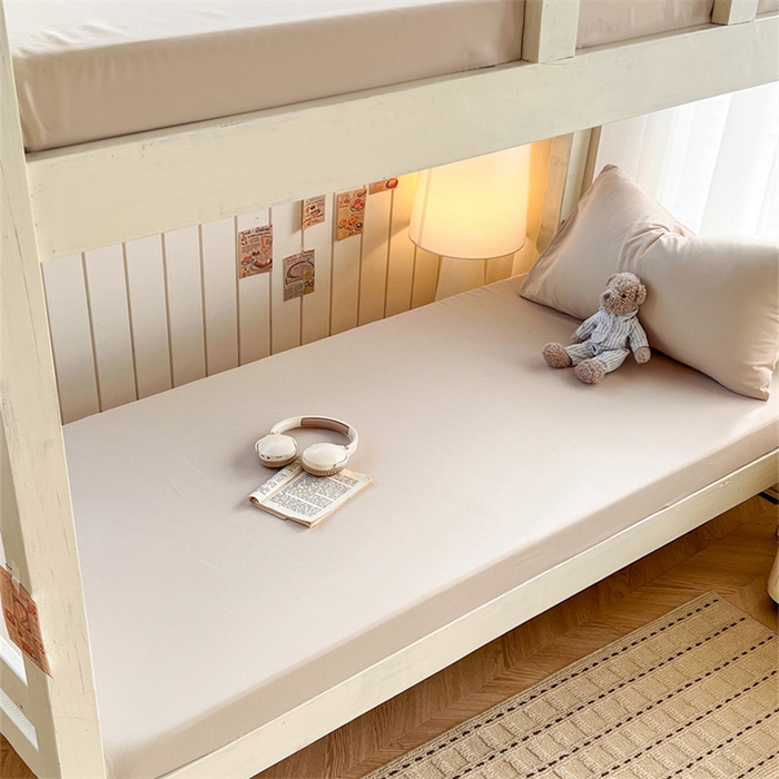 91家纺网 家纺一手货源 找家纺 曼璐家纺 2025新款105克加厚水洗棉纯色格子无印风学生床笠外贸直播爆款 卡其