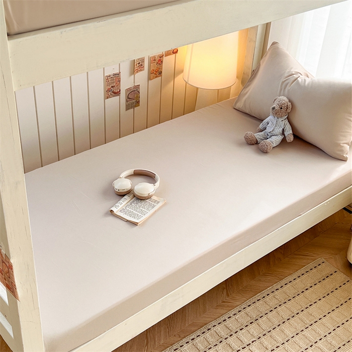 91家纺网 家纺一手货源 找家纺 曼璐家纺 2025新款105克加厚水洗棉纯色格子无印风学生床笠外贸直播爆款 卡其